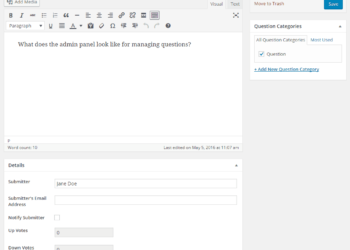 Interface for editing an individual question