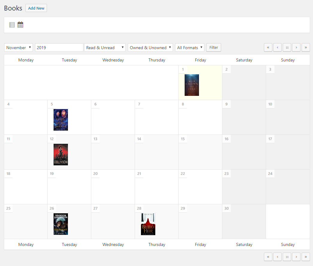 Book calendar view
